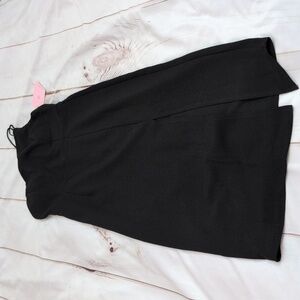 Hello Molly Taking It Back Black Midi Dress One Shoulder with A Front Slit sz 8